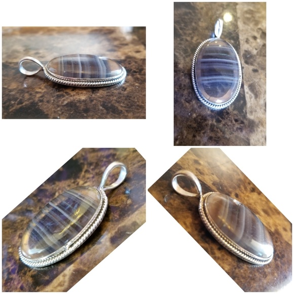 Genuine, Huge Natural Fluorite Pendant size 2" - Picture 3 of 5